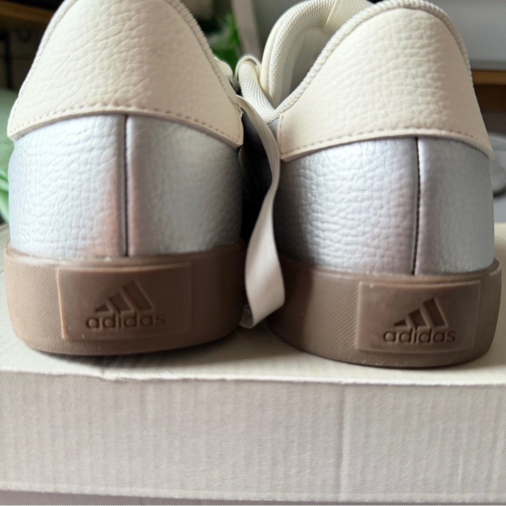 Adidas VL Court 3.0 Women's Shoes - Metallic Silver and White NEW in Box Size 8 - Picture 12 of 14